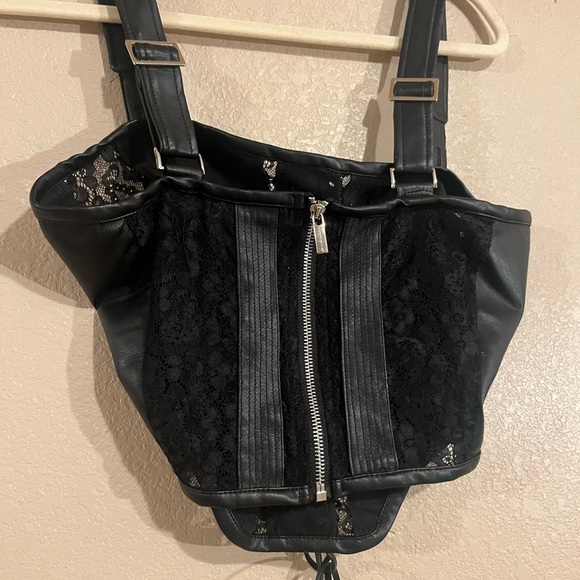 Maniére de Voir vegan leather and lace corset top size us 12 - Picture 4 of 5